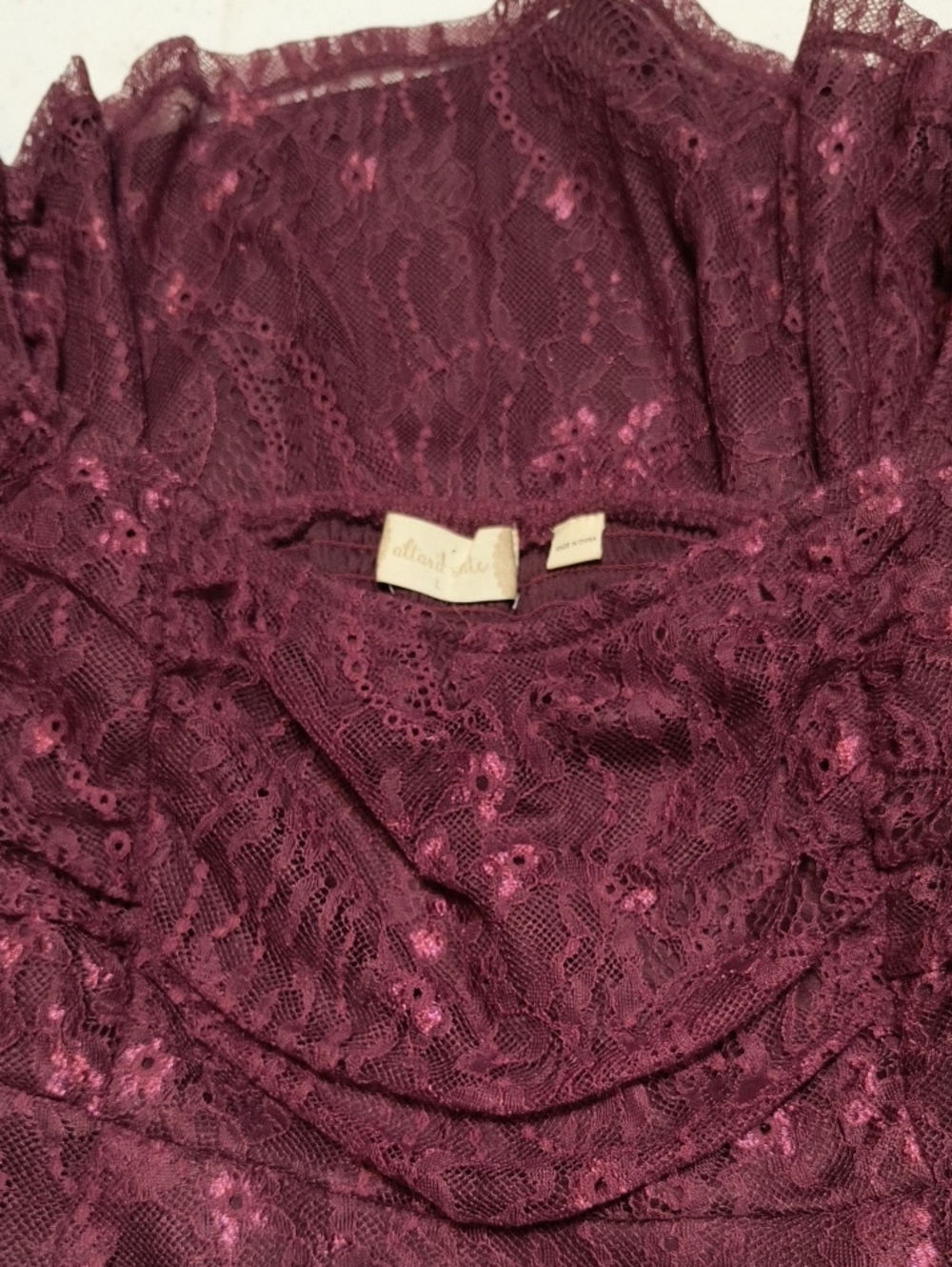 Altar'd State Burgundy Floral Lace Dress - Size Large - Boho